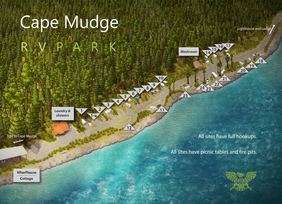 Cape Mudge Resort, Quadra Island, recreational vehicle park map